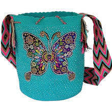 Load image into Gallery viewer, Wayuu embellished Butterfly in aqua
