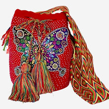 Load image into Gallery viewer, Wayuu embellished Butterfly in red
