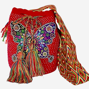 Wayuu embellished Butterfly in red