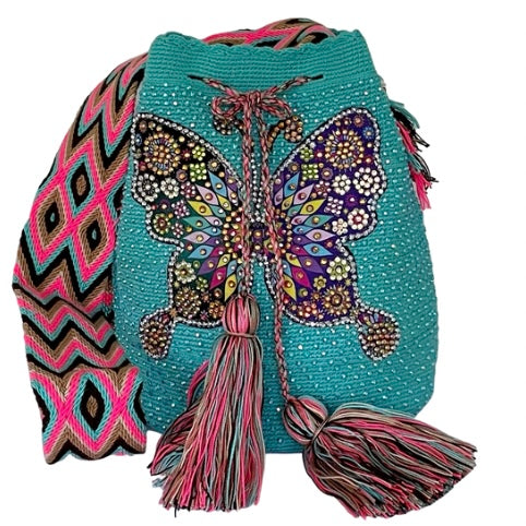 Wayuu embellished Butterfly in aqua